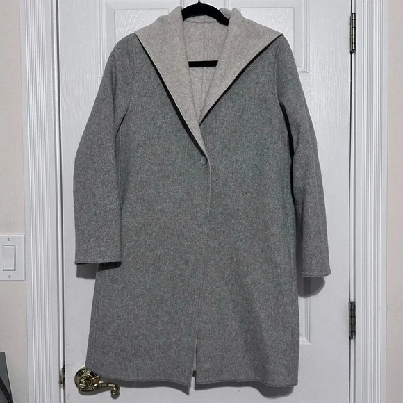 Uniqlo Double Face Gray Wool Blend Hooded Overcoat Womens XS - Picture 1 of 4